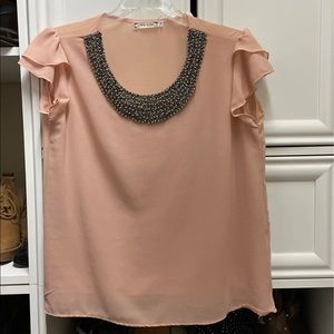 Peach beaded blouse Liva Girl